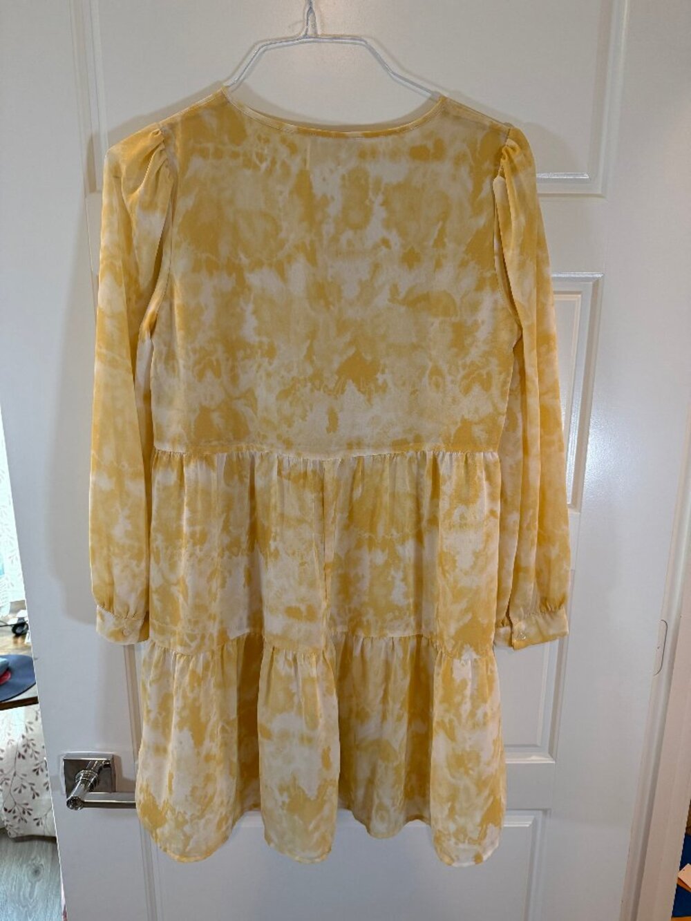 Dazy Yellow Tie-Dye Long Sleeve Dress Size S